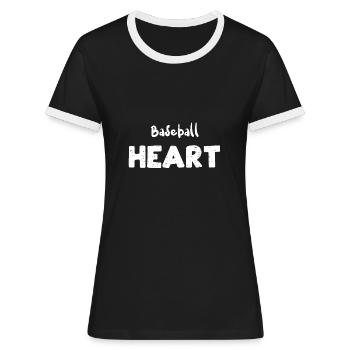 Baseball Heart - Baseball - Frauen Kontrast-T-Shirt - Schwarz/Weiß - Vorne - Selfina (174cm)