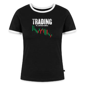 Day-Trading - Trading - Frauen Kontrast-T-Shirt - Schwarz/Weiß - Vorne - Selfina (174cm)