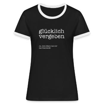 Glücklich vergeben! - Frauen Kontrast-T-Shirt - Schwarz/Weiß - Vorne - Selfina (174cm)