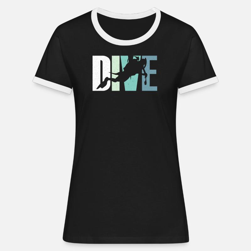 Diving diver - Women's Ringer T-Shirt - black/white