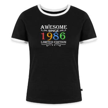 1986 - Jahrgang 1986 - Frauen Kontrast-T-Shirt - Schwarz/Weiß - Vorne - Selfina (174cm)