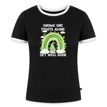 Gnome One Fights Alone Non Hodgkin - Frauen Kontrast-T-Shirt - Schwarz/Weiß - Vorne - Selfina (174cm)