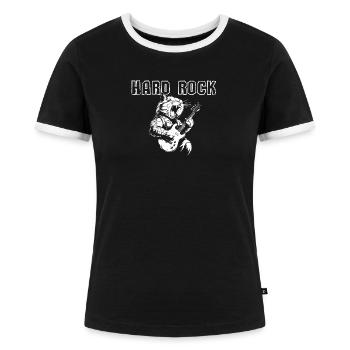 Hard Rock Cat - Frauen Kontrast-T-Shirt - Schwarz/Weiß - Vorne - Selfina (174cm)
