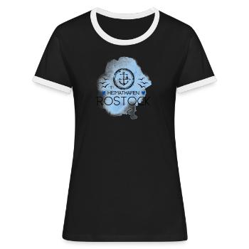 Rostock Liebe Heimathafen Ostsee - Frauen Kontrast-T-Shirt - Schwarz/Weiß - Vorne - Selfina (174cm)