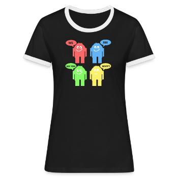 Funny Men - Women's Ringer T-Shirt - black/white - Front - Selfina (174cm)