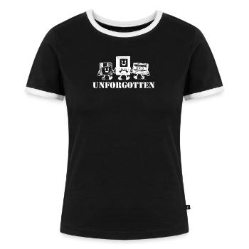 unforgotten vhs floppy disk music cassette tape - Frauen Kontrast-T-Shirt - Schwarz/Weiß - Vorne - Selfina (174cm)