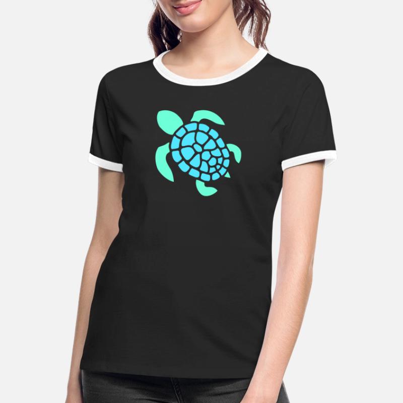 Turtle Logo Turtle Shell Pattern Icon Women's Ringer T-Shirt