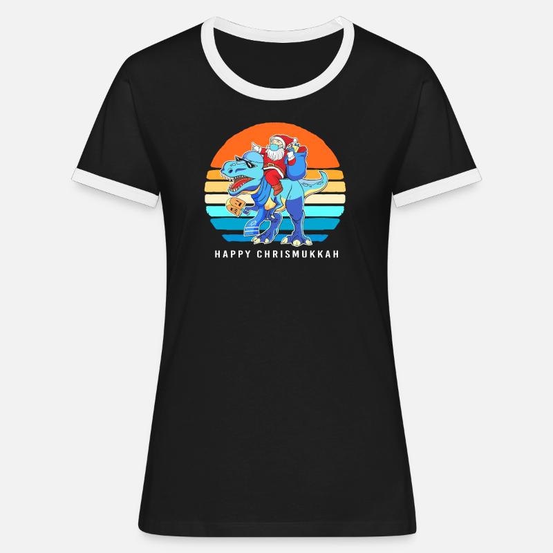Hanoukka Hanoukka Hanoukka Noël - T-shirt contrasté Femme - noir/blanc
