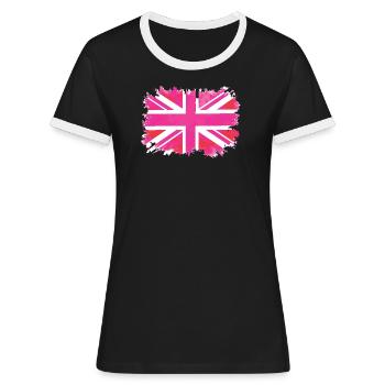Pink Union Jack - Frauen Kontrast-T-Shirt - Schwarz/Weiß - Vorne - Selfina (174cm)