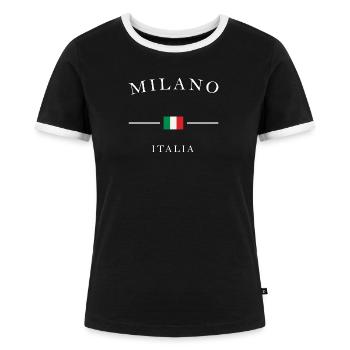 Mailand Italien Logo Noir - Frauen Kontrast-T-Shirt - Schwarz/Weiß - Vorne - Selfina (174cm)
