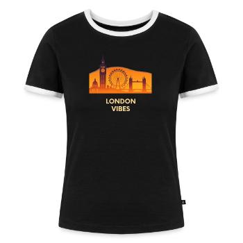 London Vibes Skyline Silhouette City  - Frauen Kontrast-T-Shirt - Schwarz/Weiß - Vorne - Selfina (174cm)