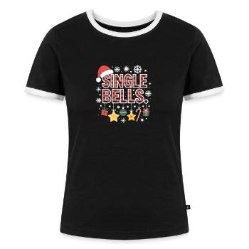 Single Bells Ugly Christmas - Frauen Kontrast-T-Shirt - Schwarz/Weiß - Vorne - Selfina (174cm)