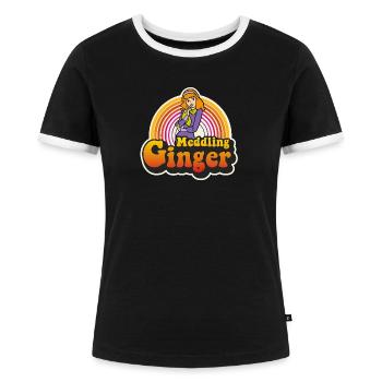 Scooby-Doo Meddling Ginger Motiv Mit Schriftzug - Frauen Kontrast-T-Shirt - Schwarz/Weiß - Vorne - Selfina (174cm)