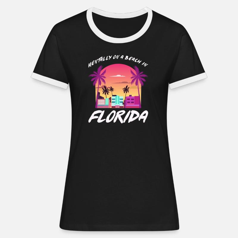 Florida Retro Sunset Beach Vibe - Women's Ringer T-Shirt - black/white
