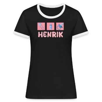 Geschenk für Henrik - Frauen Kontrast-T-Shirt - Schwarz/Weiß - Vorne - Selfina (174cm)