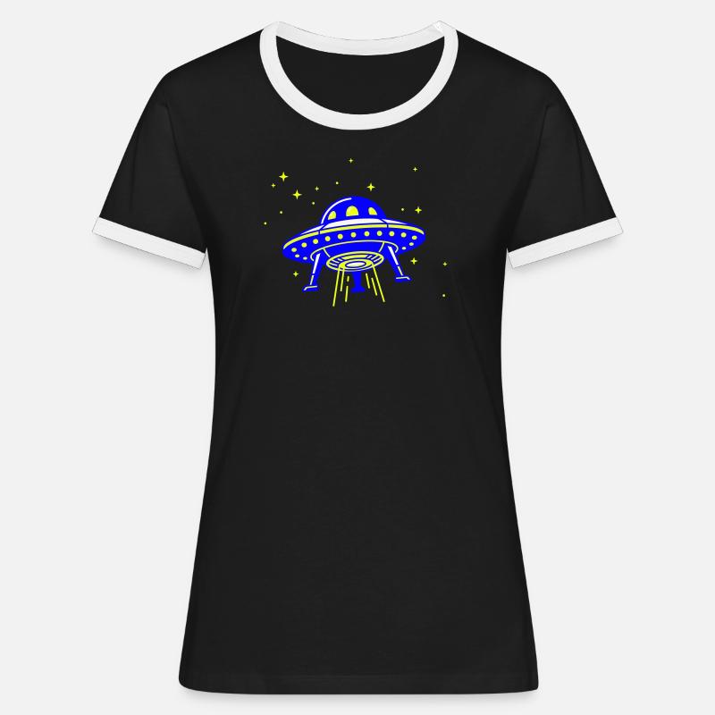 UFO – Visit from another galaxy - Women's Ringer T-Shirt - black/white