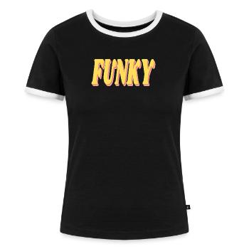 Funky - Women's Ringer T-Shirt - black/white - Front - Selfina (174cm)