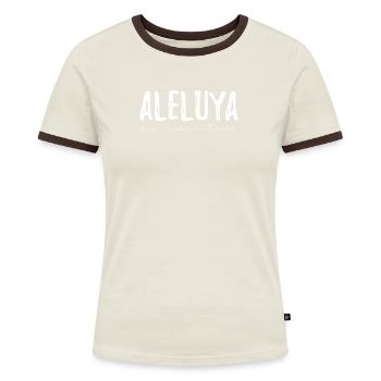 Halleluja (dunkel) - Frauen Kontrast-T-Shirt - Blau/Weiß - Vorne