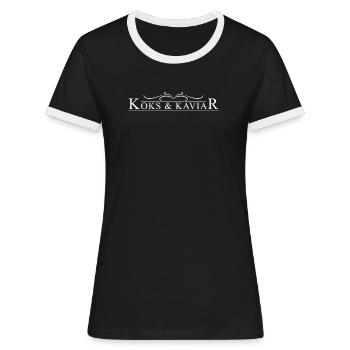 Koks und Kaviar weiss - Frauen Kontrast-T-Shirt - Schwarz/Weiß - Vorne - Selfina (174cm)