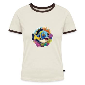 Poissons coralliens colorés et anémones de mer - T-shirt contrasté Femme - bleu/blanc - Devant