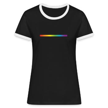 00503 LGTBI Linie Regenbogen - Frauen Kontrast-T-Shirt - Schwarz/Weiß - Vorne - Selfina (174cm)