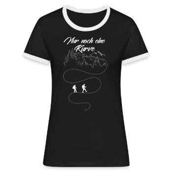 WANDERN - Nur noch eine Kurve... - Frauen Kontrast-T-Shirt - Schwarz/Weiß - Vorne - Selfina (174cm)