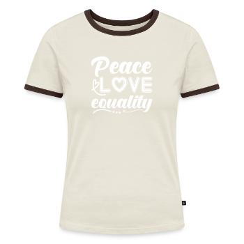 Paix Paix Amour Paix Mondiale Paix - T-shirt contrasté Femme - bleu/blanc - Devant