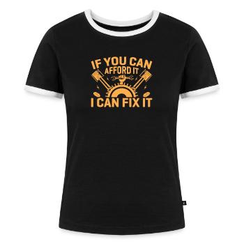 Mechanic Technician Craftsman Garage Car Hobbyist - Women's Ringer T-Shirt - black/white - Front - Selfina (174cm)