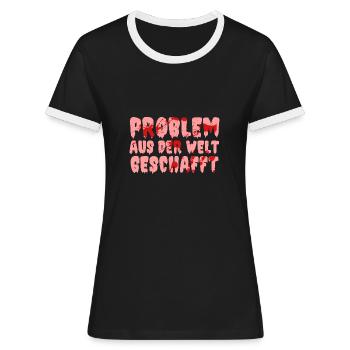 Costume d’Halloween Taché de Sang - T-shirt contrasté Femme - noir/blanc - Devant - Selfina (174cm)