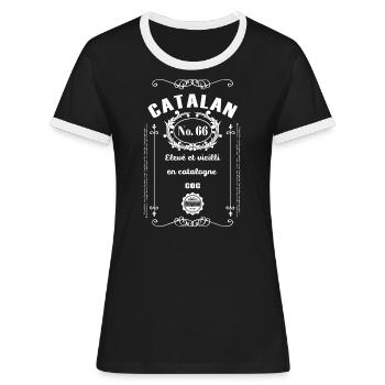 Origine catalan - T-shirt contrasté Femme - noir/blanc - Devant - Selfina (174cm)