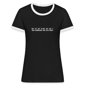 Bad Homburg vor der Höhe Hessen Koordinaten - Frauen Kontrast-T-Shirt - Schwarz/Weiß - Vorne - Selfina (174cm)