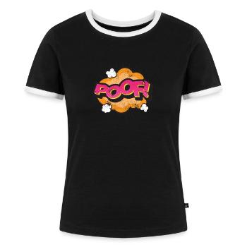 POOF COMIC COMICSTYLE 80s CARTOON MOTIF GIFT - Women's Ringer T-Shirt - black/white - Front - Selfina (174cm)