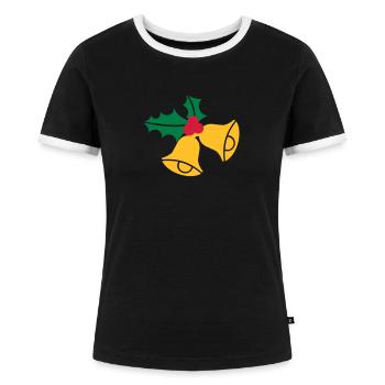 Glocken Weihnachten - Frauen Kontrast-T-Shirt - Schwarz/Weiß - Vorne - Selfina (174cm)