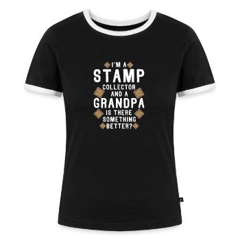 Stamps collect stamp collection - Women's Ringer T-Shirt - black/white - Front - Selfina (174cm)