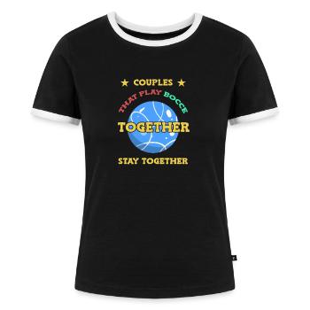 Boccia Boule Petanque - Women's Ringer T-Shirt - black/white - Front - Selfina (174cm)