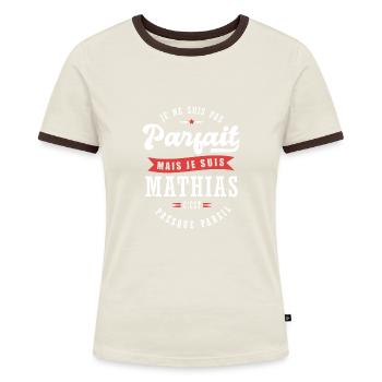 Mathias Parfait Cadeau prenom mathias - T-shirt contrasté Femme - bleu/blanc - Devant