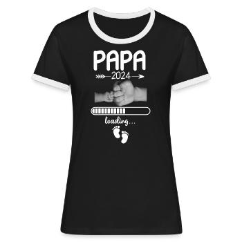 Papa 2024 Loading - Frauen Kontrast-T-Shirt - Schwarz/Weiß - Vorne - Selfina (174cm)
