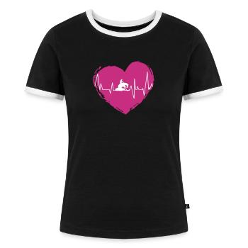 Curseur de battement de cœur Reining Heartbeat - T-shirt contrasté Femme - noir/blanc - Devant - Selfina (174cm)