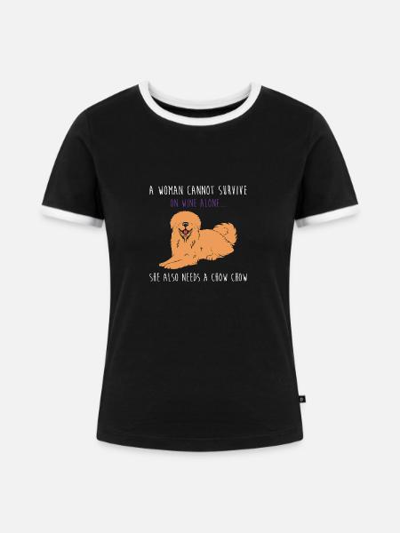 Chow Chow Hund - Frauen Kontrast-T-Shirt - Schwarz/Weiß