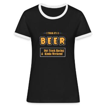 Dirt Track Racing - Women's Ringer T-Shirt - black/white - Front - Selfina (174cm)