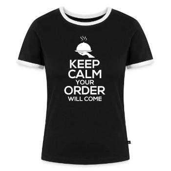 Kellnerin Spruch Bedienung Servicekraft - Frauen Kontrast-T-Shirt - Schwarz/Weiß - Vorne - Selfina (174cm)