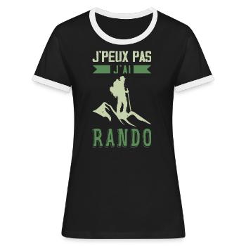 Je Peux Pas J'ai Rando - T-shirt contrasté Femme - noir/blanc - Devant - Selfina (174cm)