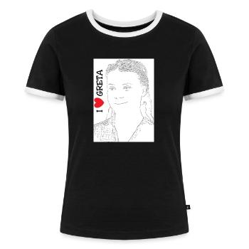 Ik hou van Greta - Vrouwen contrastshirt - zwart/wit - Voor - Selfina (174cm)
