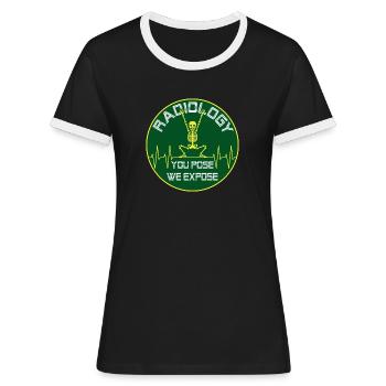 Radiologie - squelette dansant - T-shirt contrasté Femme - noir/blanc - Devant - Selfina (174cm)