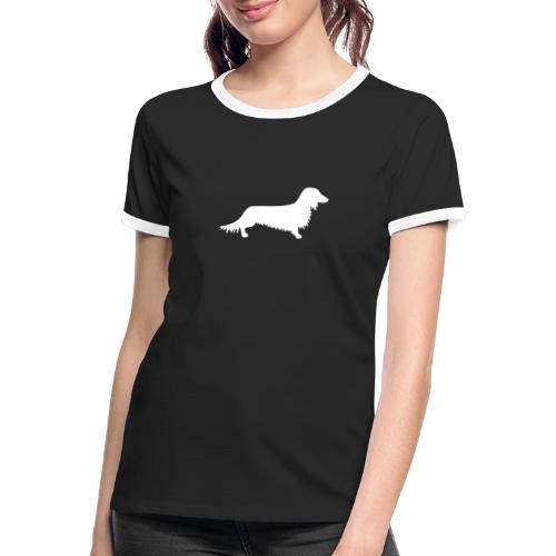 Langhaardackel - Frauen Kontrast-T-Shirt