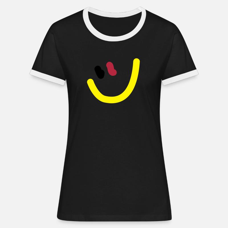 EM2018 DE (Smiley) - Frauen Kontrast-T-Shirt - Schwarz/Weiß