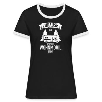 Wohnmobil - Frauen Kontrast-T-Shirt - Schwarz/Weiß - Vorne - Selfina (174cm)