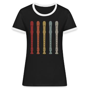 Blockflöte Flöte - Frauen Kontrast-T-Shirt - Schwarz/Weiß - Vorne - Selfina (174cm)
