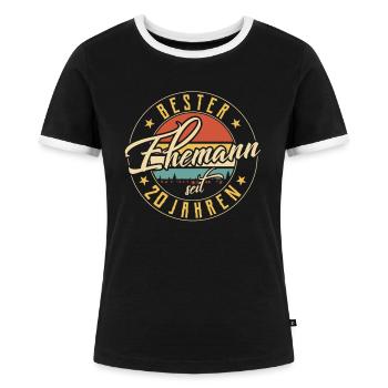 Bester Ehemann 20 Hochzeitstag Goldene Hochzeit - Frauen Kontrast-T-Shirt - Schwarz/Weiß - Vorne - Selfina (174cm)