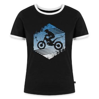 Trial Bike - Frauen Kontrast-T-Shirt - Schwarz/Weiß - Vorne - Selfina (174cm)